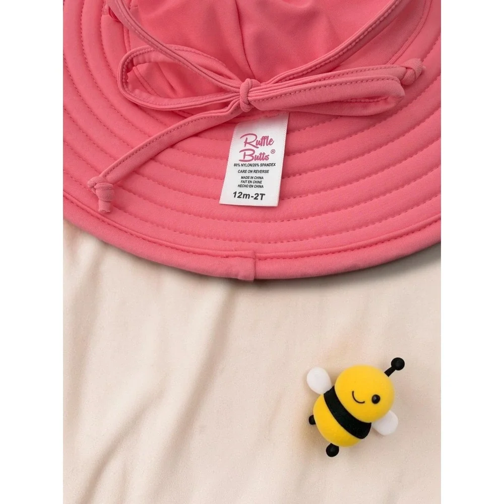 RuffleButts Wide Brim Swim Fabric Sun Hat 12m-2T